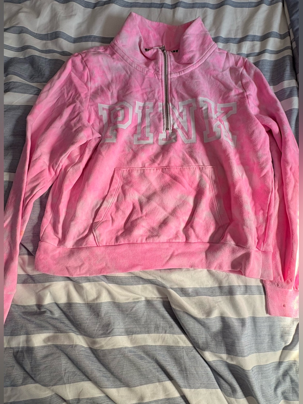 PINK Victoria's Secret Half-Zip Pullover Hoodie in Bubblegum Pink
